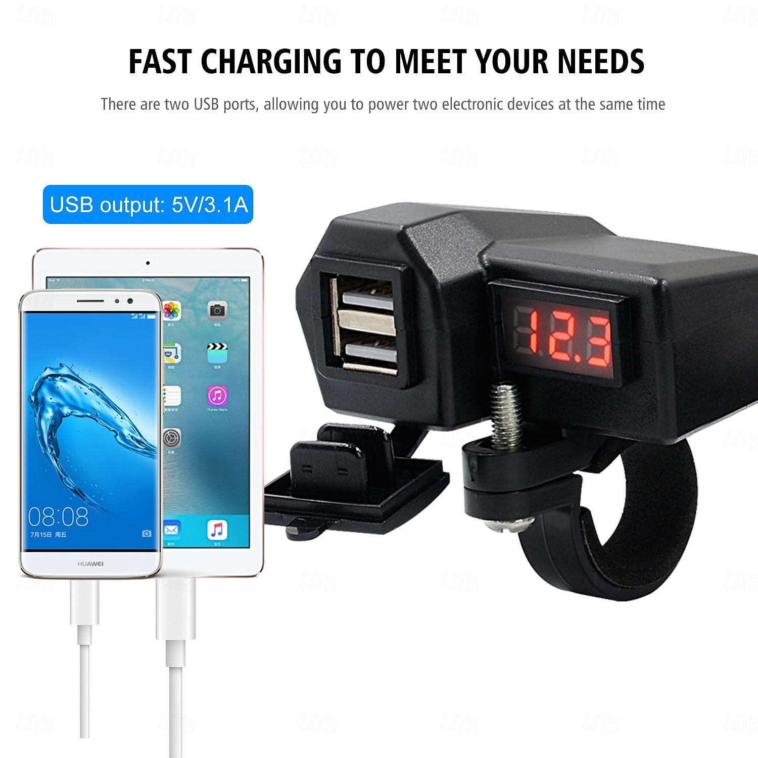 Motorcycle Mobile Phone Charger 3.4A Dual USB With Cigarette Lighter 10-24V With Voltage Display Meter Modification Accessories 2025 - $22.99 –P1