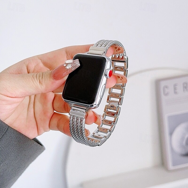 Solo Loop Συμβατό με Ζάντα ρολογιού Apple Watch 38mm 40mm 41mm 42mm 44mm 45mm 49mm Γυναικεία Μεταλλικό κούμπωμα Ρυθμιζόμενο κράμα Ανταλλακτικό λουράκι ρολογιού για iwatch Ultra 2 Series 9 8 7 SE 6 5 2025 - $20.99 –P9