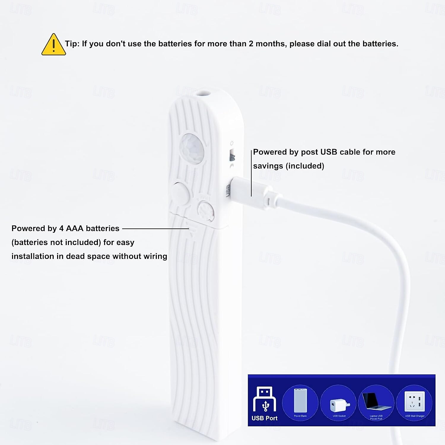 Motion Sensor LED Light Strip 1-2.5 Meters, Rechargeable Battery Box, Indoor Motion-Activated Light for Wardrobes, Stairs, Cabinets, Counters, and Beds (Batteries Not Included) 2025 - $13.49 –P6