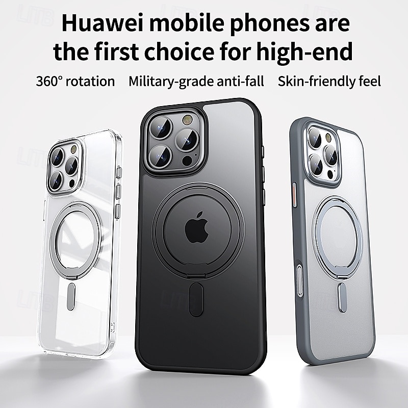 Магнитный чехол с кольцом-подставкой для iPhone 16e 16 Pro Max 15 Pro Max Plus 15 14 Pro Max Plus 13 12 11 Pro Max – ударопрочная прозрачная задняя крышка с подставкой 2025 - $21.99 –P4