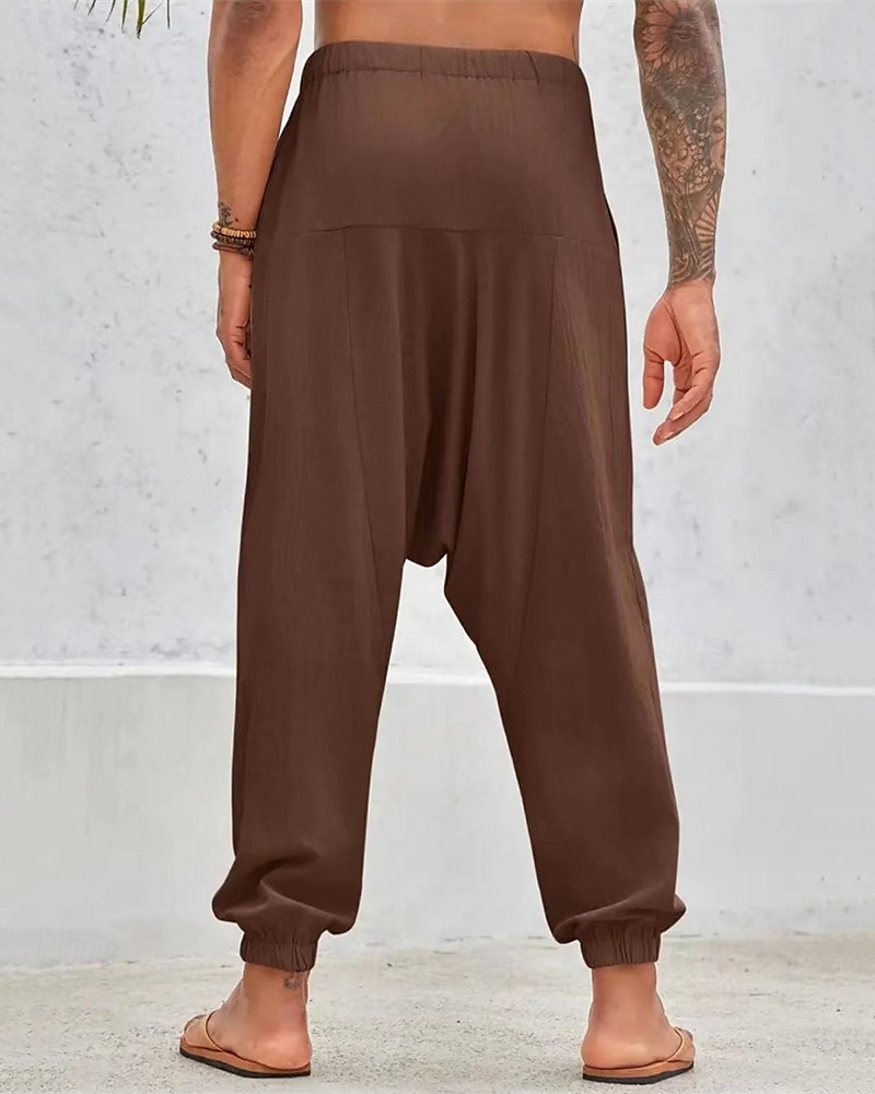 Herren Baumwollhosen Hose Hosen Sommerhosen Strandhose Haremshose Tasche Kordelzug Elastische Taille Glatt Komfort Atmungsaktiv Täglich Festtage Urlaub Hawaiianisch Boho Armeegrün Weiß 2025 - $27.99 –P12