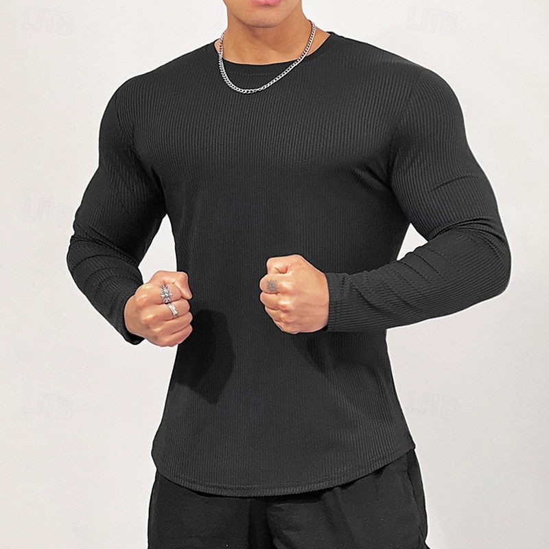 Per uomo Maglia Atletica Maglia da palestra Camicia fitness Camicia a compressione imbottita Manica lunga Maglietta Informale Athleisure Autunno Traspirante Morbido Allenamento in palestra Corsa del 2025 a $14.39 –P6