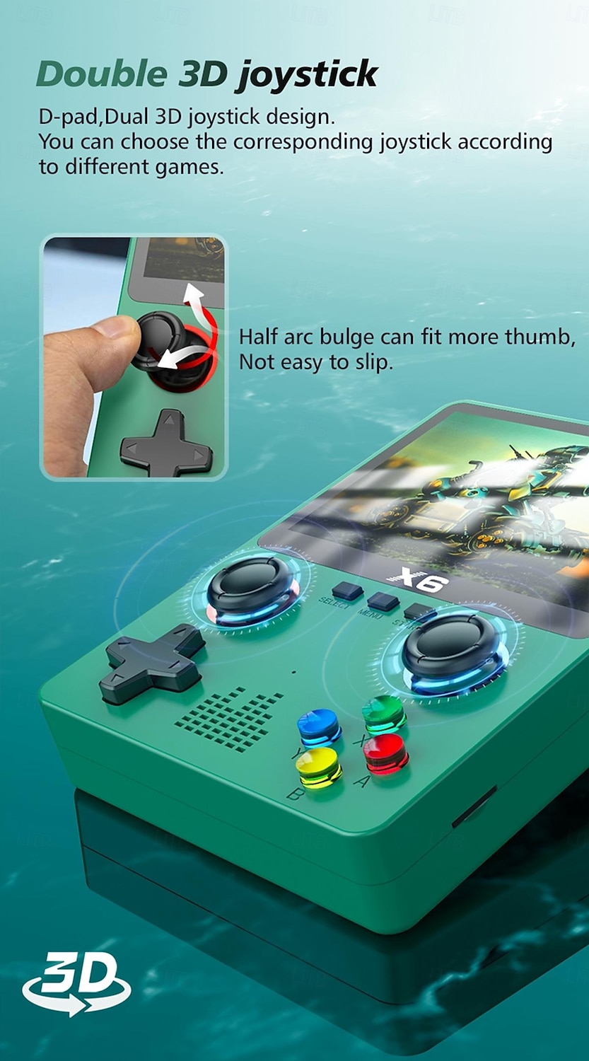 X6 portable retro mini game console 3.5-inch IPS display controller connection support ATJ22735 32-bit RISC children's gift 2025 - $51.99 –P3