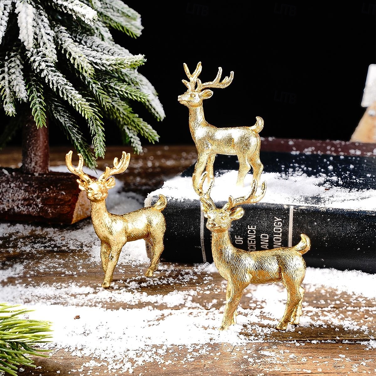 3 st mini julkonstfigurer i färgglada harts för inomhusdekorationer för julstämning och miniatyrlandskap 2025 - $12.04 –P4