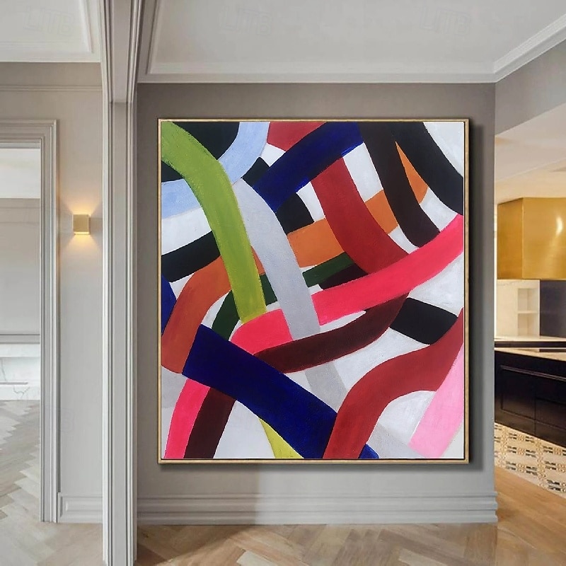 handgjord 3d färgglad oljemålning på duk stor handmålad abstrakt strukturerad palettkniv boho oljemålning väggkonst anpassade samtida minimalistiska konstverk för vardagsrum sovrum heminredning 2025 - $116.99 –P1