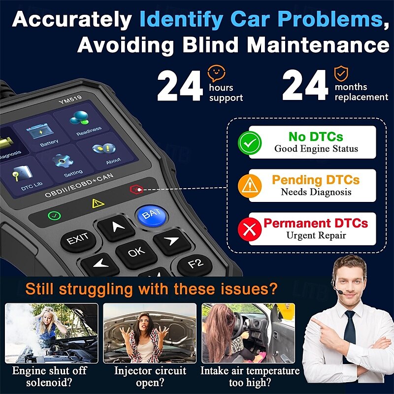 2025年 車用 OBD2 スキャナー バッテリー テスター カラー スクリーン コード リーダー 簡単セットアップ エンジン障害ライトをクリア 診断スキャン ツール 電圧読み取り  コレクション – $77.99 –P6