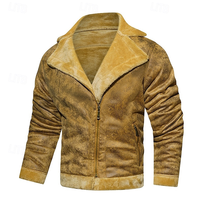 Herren Lederjacke Kunstlederjacke Fleecejacke Motorrad Jacke Vintage Lederjacke Täglich Urlaub Windundurchlässig warm halten Tasche Herbst Winter Glatt Modisch Klassisch Kargen Standard Kunstleder 2025 - $72.99 –P3