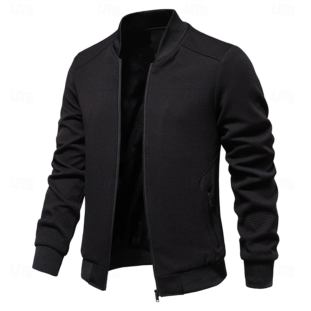 Hombre Chaqueta tipo gofre Chaqueta casual Casual Diario Sexy Primavera & Otoño Color sólido/liso Casual Cuello Mao Regular Albaricoque Negro Verde Claro Caqui Verde Ejército Chaquetas 2025 - $74.99 –P15