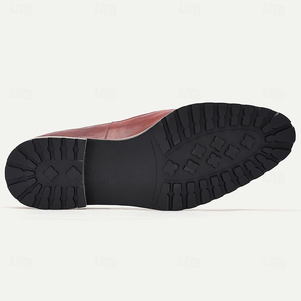 scarpe oxford da uomo in pelle di vacchetta di prima qualità e pied de poule – scarpe eleganti con bottoni vintage e suola robusta per abbigliamento casual o da lavoro del 2025 a $89.99 -P6
