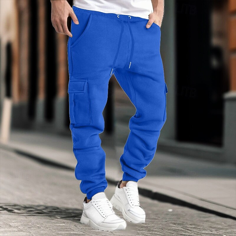 Homens Calças Cargo Calças Calça de moletom cargo Cintura elástica Bolso multi Punho com Elástico Tecido Vestível Ao ar livre Diário Acampar e Caminhar Moda Clássico Preto Amarelo de 2025 por $25.99 –P8