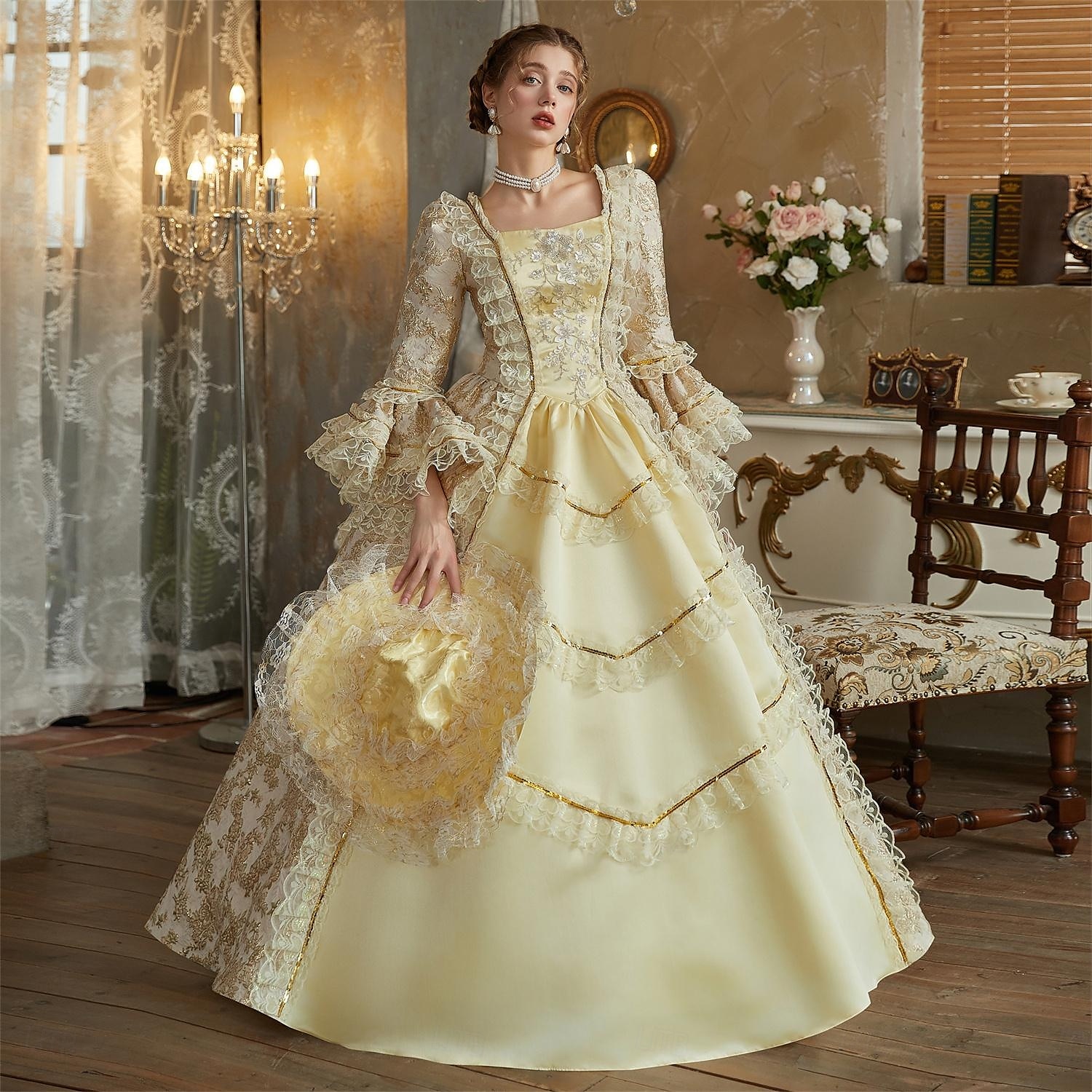 Rococo Victorian Vintage Inspired Dress Party Costume Prom Dress Princess Shakespeare Solid Color Ball Gown Fancy Dress Women's Christmas Halloween Carnival Evening Party Party Masquerade Adults' 2026 - $191.99 –P6