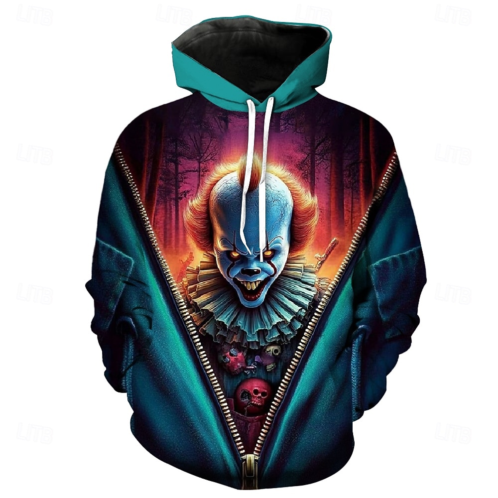 To Klaun Zabijácký klaun Kapuce Pullover předvečer Všech svatých 3D Grafika Pro Pro páry Pánské Dámské Dospělé předvečer Všech svatých Karneval Plesová maškaráda 3D tisk Párty Běžné / Denní 2025 - $24.99 –P3