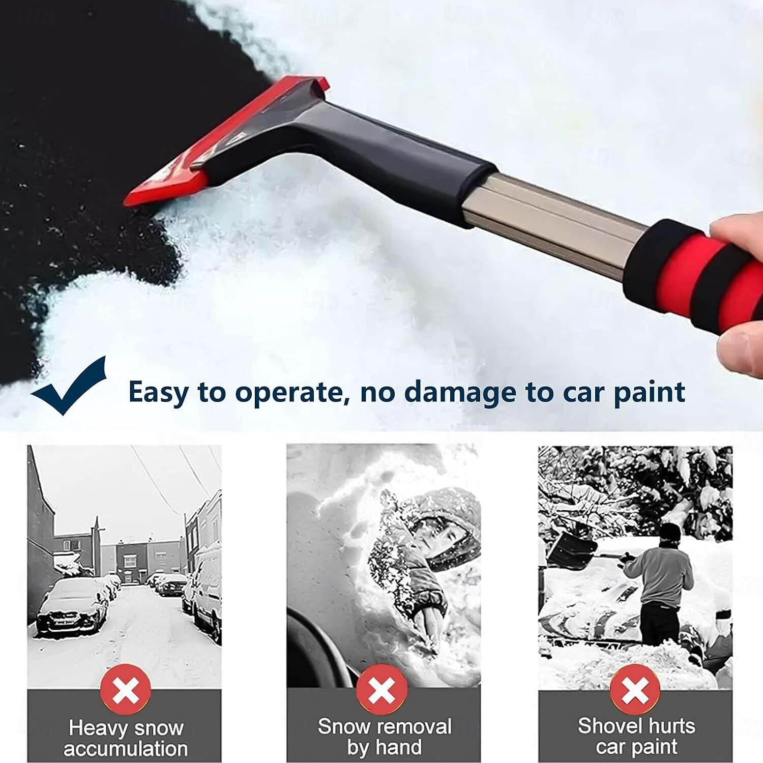 Ice Scraper Snow Shovel for Car Windshield Auto Windshield Frost Snow Ice Removal Foam Handle for Car Windshield and Home Window 2025 - $17.99 –P2