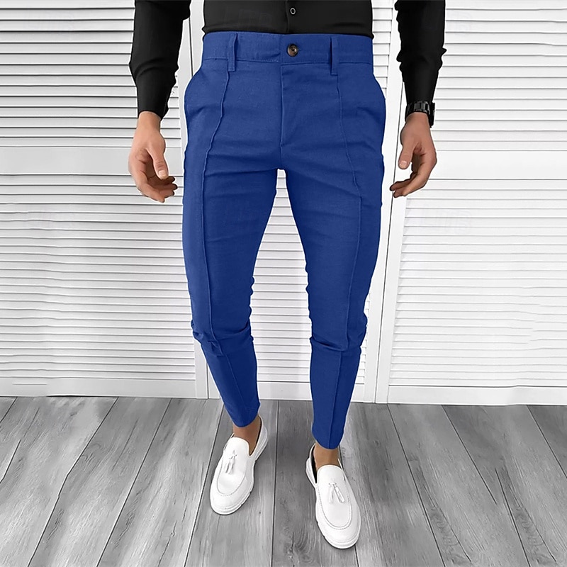 Per uomo pantaloni della tuta Pantaloni affusolati Pantaloni Chino Bottoni Tasche Liscio Comfort Formale Feste Ufficio Di tendenza Classico Nero Bianco Media elasticità del 2025 a $32.99 –P8