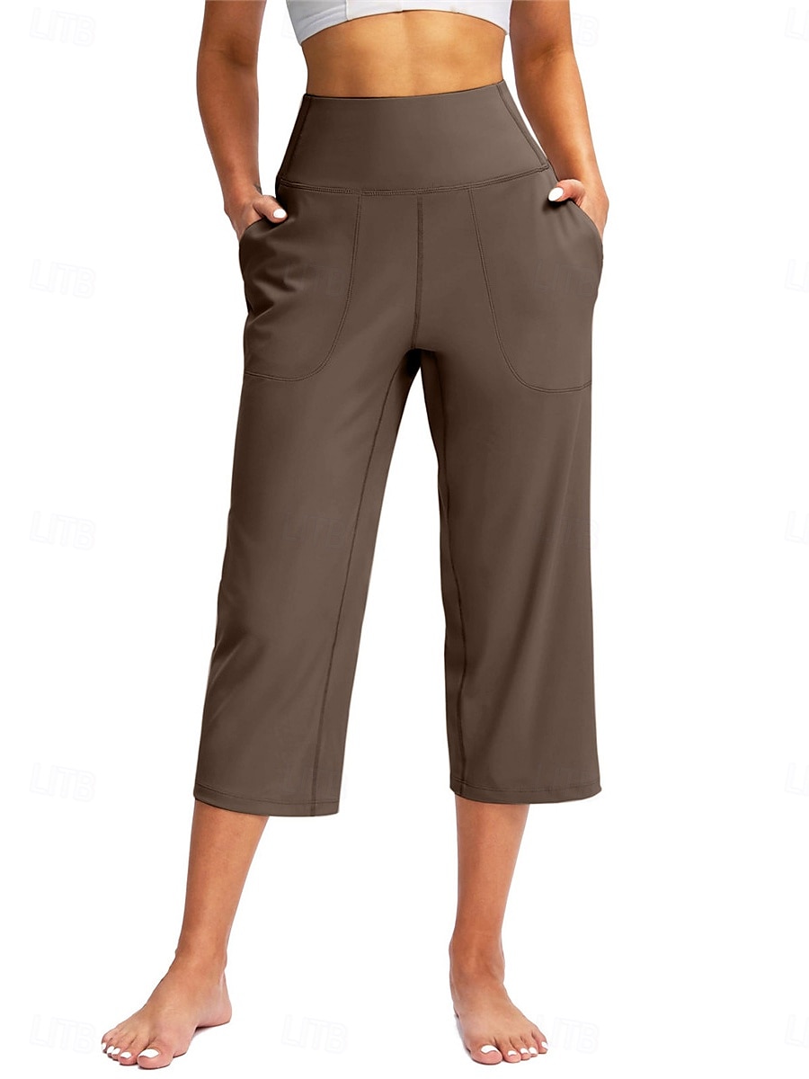 Femme Ample Chino Style classique Mollet Taille haute Plein Poche Confortable Doux Micro-élastique Yoga Casual Noir Blanche Abricot Café Printemps & Automne Standard de 2025 ? $22.99 –P9