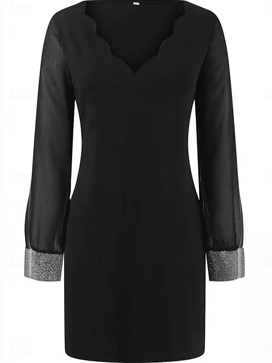 Robe Fourreau Femme Robe Maxi Maille Vacances Elégant Col V manche longue Standard Noir S M L XL 2XL de 2025 ? $33.99 –P3