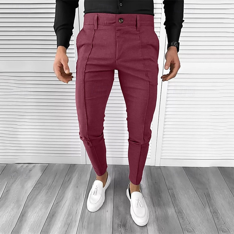 Per uomo pantaloni della tuta Pantaloni affusolati Pantaloni Chino Bottoni Tasche Liscio Comfort Formale Feste Ufficio Di tendenza Classico Nero Bianco Media elasticità del 2025 a $32.99 –P7