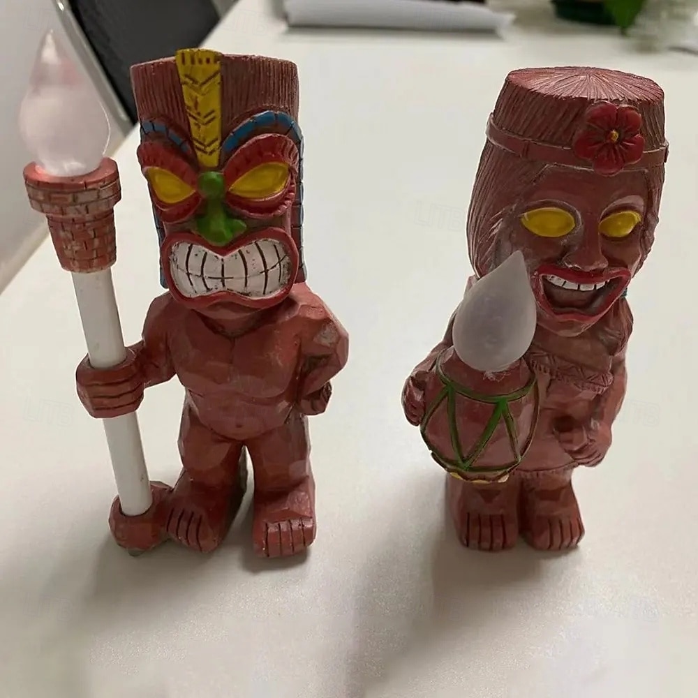 totem ornament în aer liber în miniatură cu LED rășină în picioare peluză de grădină alimentată cu energie solară figurină de cadou tiki verandă ambarcațiuni realiste 1buc 2025 - $39.99 –P5