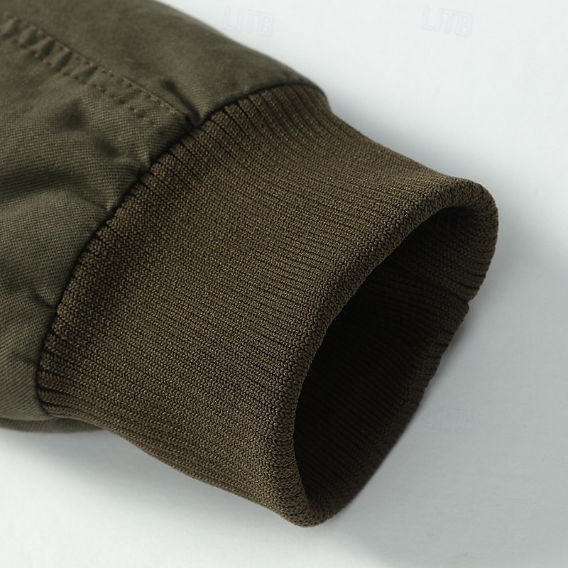 Herren Einsatzjacke übergangsjacke Ausgehen Windjacke Tasche Ganzjahres Einfach Klassisch Stehkragen Regulär Schwarz Khaki Armeegrün Jacken 2025 - $54.99 –P7