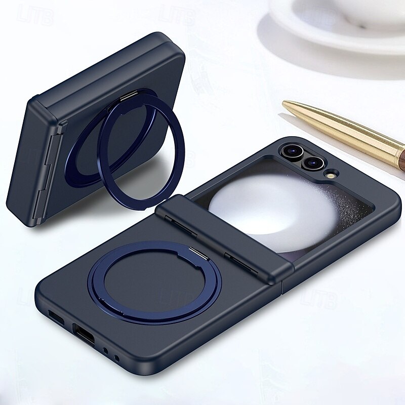Phone Case For Samsung Galaxy Z Flip 7 Z Flip 6 Z Flip 5 Z Flip 4 Z Flip 3 Back Cover with Stand Holder Magnetic Support Wireless Charging Retro TPU PC 2025 - $24.99 –P14