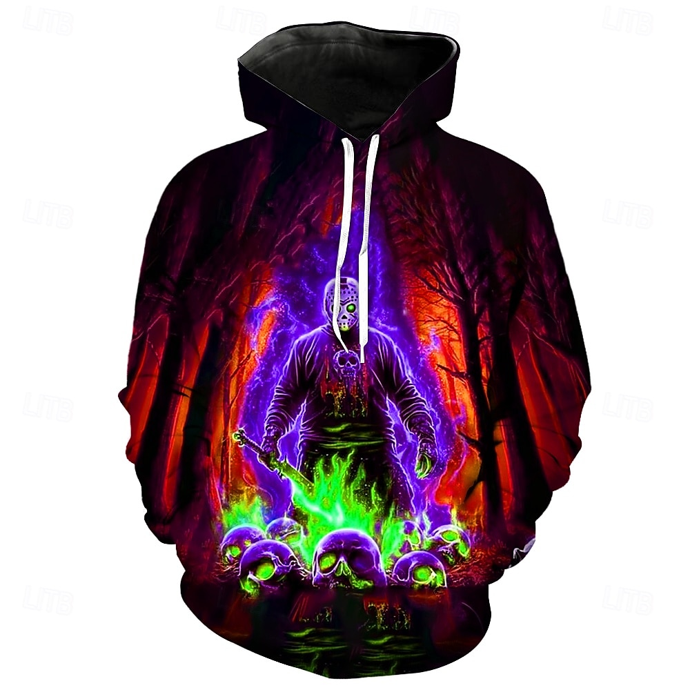 Morder Jason Voorhees Hattetrøje Pullover Halloween 3D Graphic Til Par Herre Dame Voksne Halloween Karneval Maskerade 3D-utskrift Fest Fritid / hverdag 2025 - $24.99 –P5