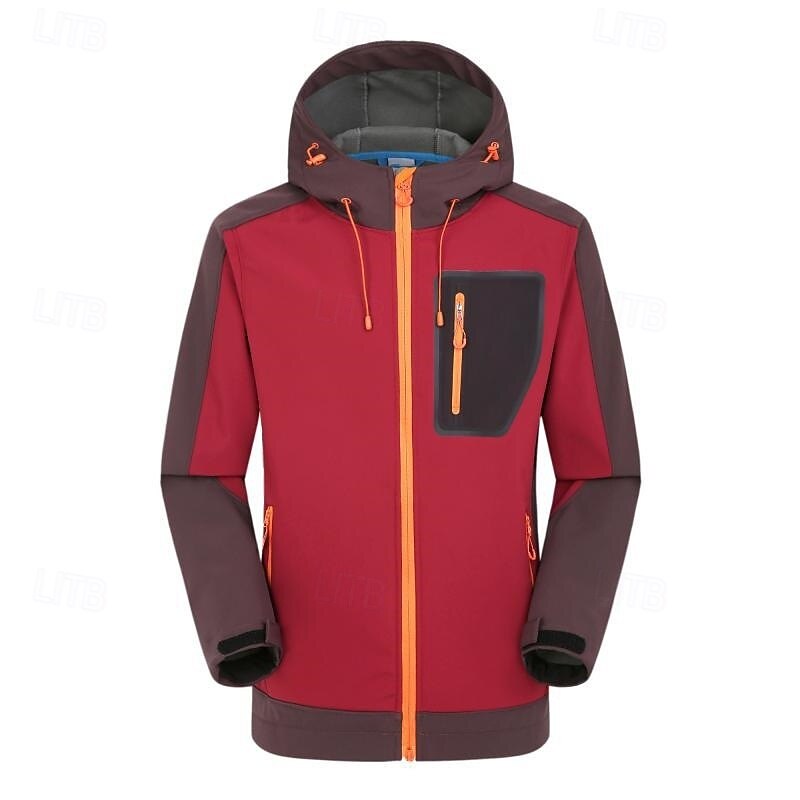 Herren Softshelljacke Wanderjacke Draussen Farbblock Wasserdicht Winddicht Windjacke Reisen Schwarz Rot Marinenblau Königsblau Grau 2025 - $63.99 –P6