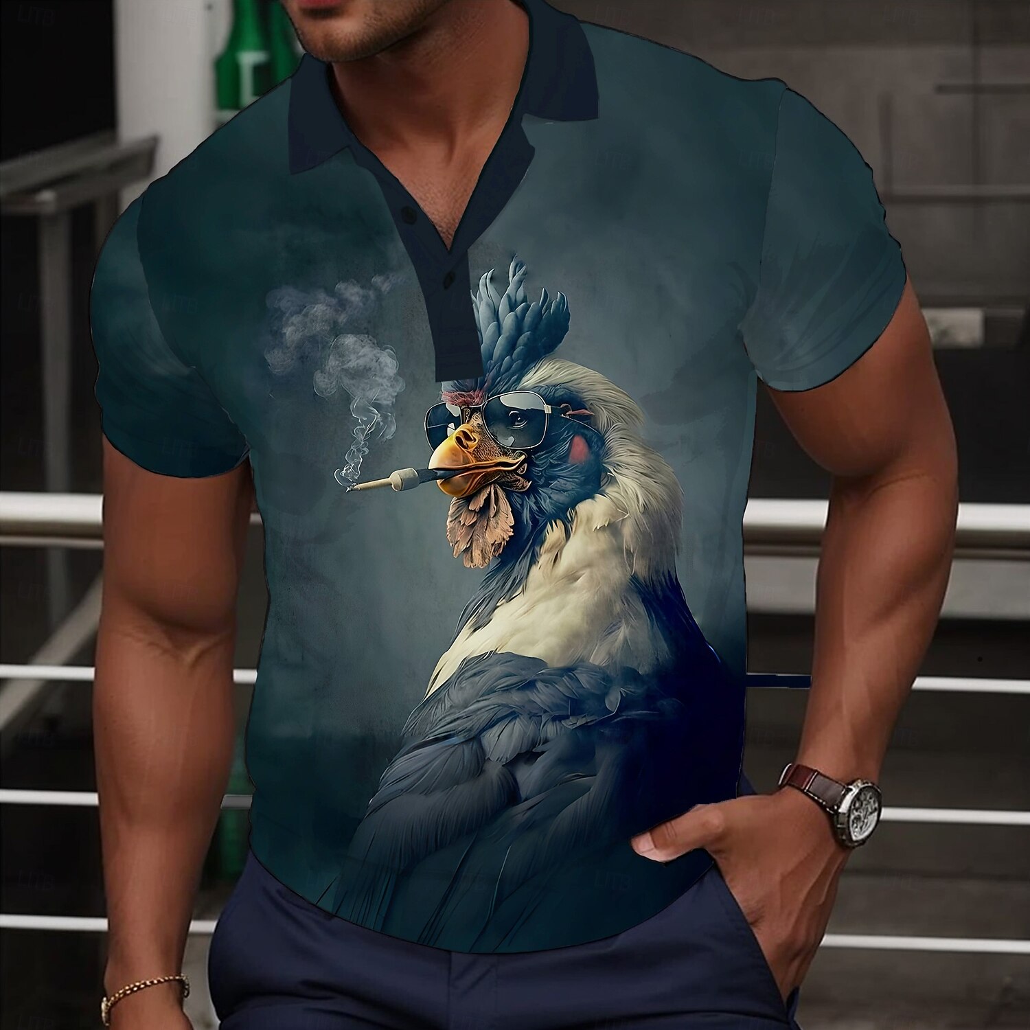 Per uomo Gallo Maglia da golf Manica Corta Magliette polo Camicie con Colletto Casual Divertente Abbigliamento casual alla moda Abbigliamento da vacanza Abiti da festa Bottoni Stampa 3D Estate Nero del 2026 a $23.99 –P1