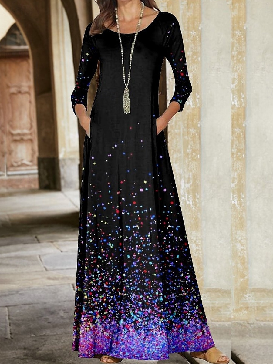Damen Minikleid Maxidress Etuikleid A Linie Kleid Elegant Stilvoll Bischof Urlaub Täglich Regular Fit Punkt Langarm Rundhalsausschnitt Schwarz Frühling Herbst 2025 - $36.99 –P1