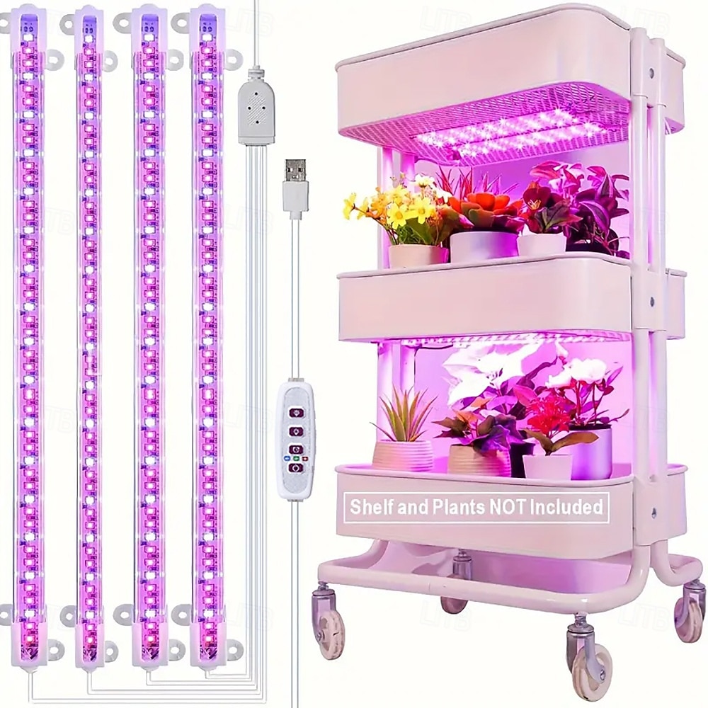 2026年 LED フルスペクトル植物育成ライト 日光育成ランプ USB 5V 屋内植物用 キャビネット 野菜温室 1/2/4個 (棚は含まれません)  コレクション – $13.99 –P7