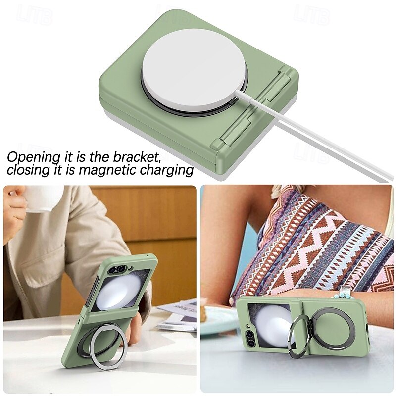 Phone Case For Samsung Galaxy Z Flip 7 Z Flip 6 Z Flip 5 Z Flip 4 Z Flip 3 Back Cover with Stand Holder Magnetic Support Wireless Charging Retro TPU PC 2025 - $24.99 –P7