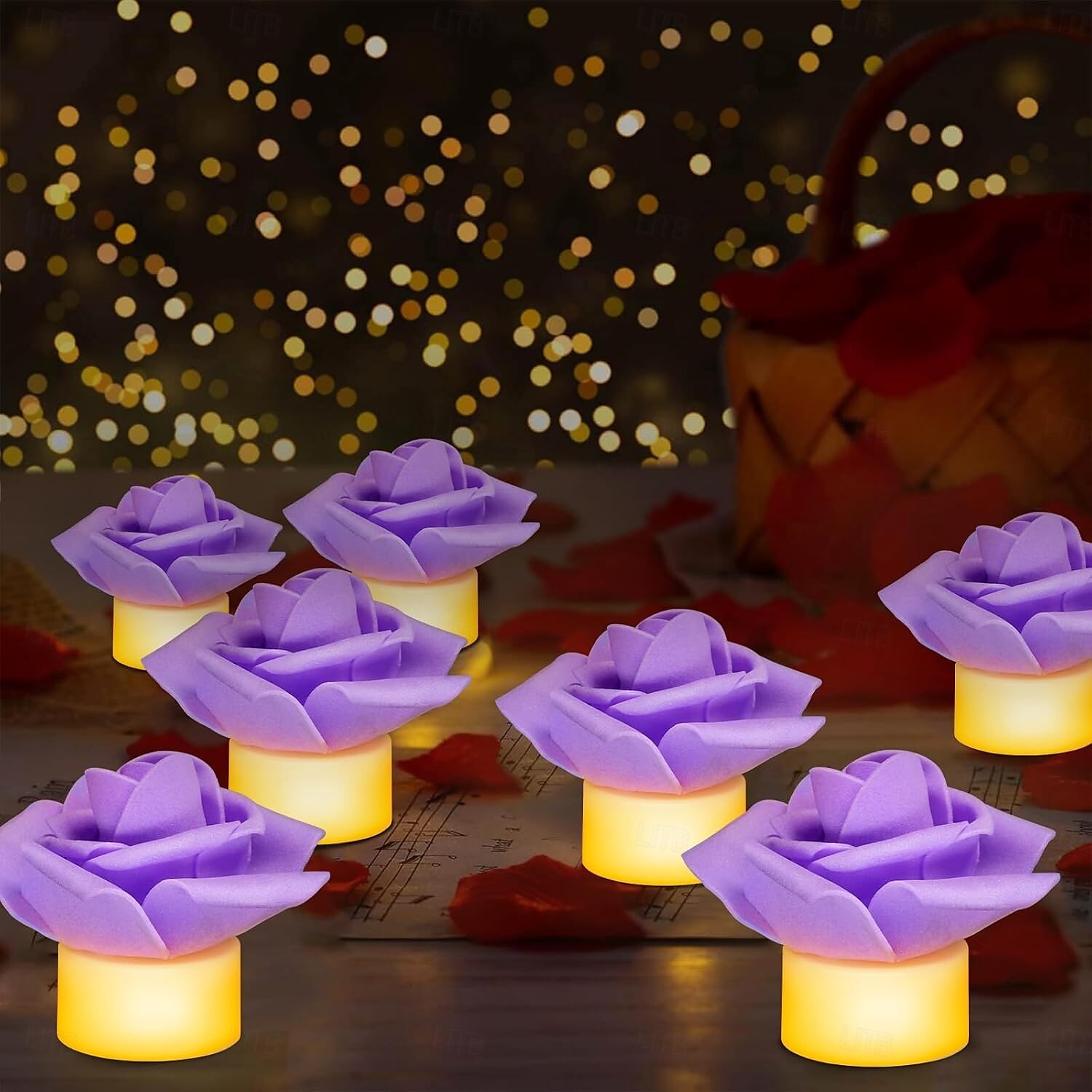 12 יחידות led אורות תה נרות מלאכותיים עלי כותרת של ורדים אור נר חשמלי נר רומנטי נר ללא להבות מופעל על סוללה חג המולד ולנטיין מסיבת יום הולדת לחתונה קישוט סצנת 2025 - $22.99 –P6