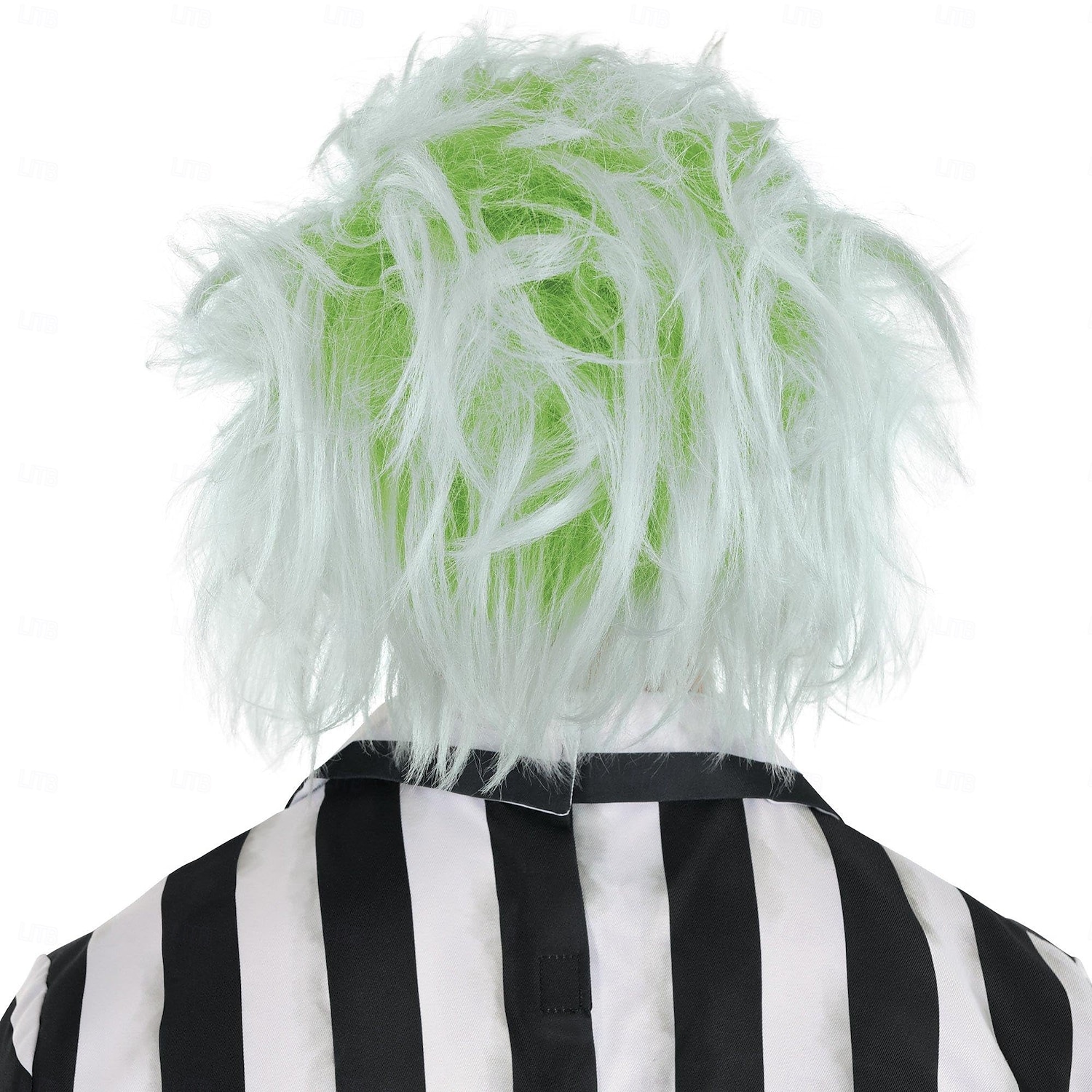 Beetlejuice peruukkiasuste aikuisille - Asuste sisältää hassun peruukin vihreällä ja harmaalla hiusvärillä - Pukukokonaisuudet karnevaaleihin syntymäpäiväjuhliin ja teemajuhliin Halloween peruukit 2025 - $18.49 –P3