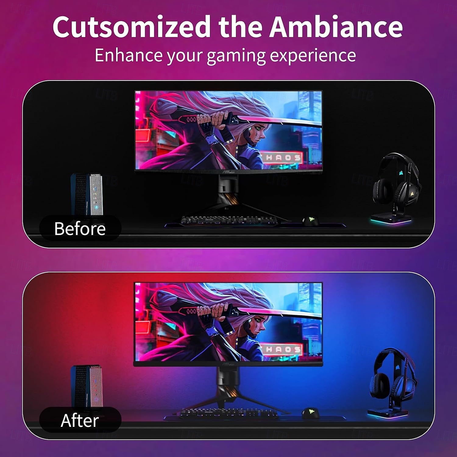 2025年 スマート モニター バックライト ストリップ、RGBIC アドレス指定可能なドリーム カラー LED ストリップ ライトは、コンピューターとテレビの画面表示と同期します。カラフルな e スポーツ アンビエント照明、ゲーム体験を向上させる 30 個の LED ビーズ/メートル  コレクション – $26.99 –P3