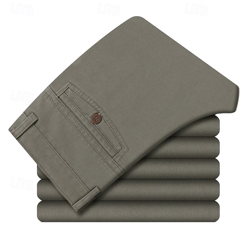 Per uomo pantaloni della tuta Pantaloni Chino Bottoni Tasche Gamba dritta Liscio Comfort Formale Feste Ufficio Di tendenza Classico Nero Verde scuro Media elasticità del 2025 a $18.99 –P3