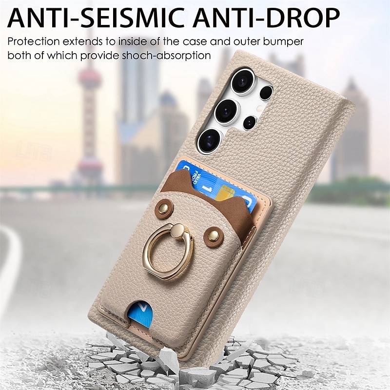 Phone Case For Samsung Galaxy S24 S23 S22 S21 Ultra Plus A55 A35 A25 A15 5G A55 5G A14 A34 A54 S20 Plus S20 Ultra A53 A33 A23 A13 A33 Back Cover Ring Holder Card Slot Shockproof Retro PC PU Leather 2025 - $18.99 –P6