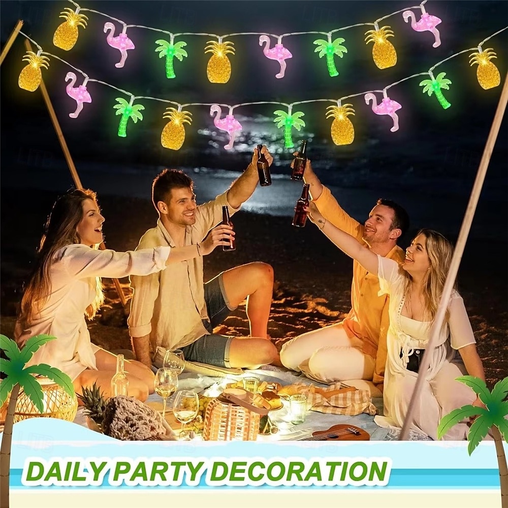 Flamingo Pineapple Palm Tree String Light Battery Powered Fruit Fairy Atmosphere Light Festival Party Decorative Light Night Light 1PC 2025 - $8.49 –P3