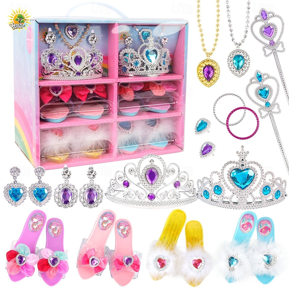 Princess Dress-Up Shoes, Slippers, Necklace, and Earrings Set - Girls' Birthday Gift, Family Play, Pretend Toy Jewelry Box - Perfect for Imaginative Play and Creative Expression 2025 - $92.99 –P9