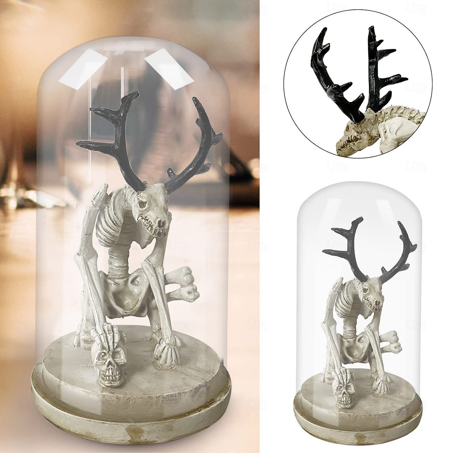 halloween sárkány csontváz kíváncsiság szekrény, gyanta csontváz dísz, horror legenda sellő szobor, egyedi kísérteties lakberendezés 2025 - $30.99 –P1