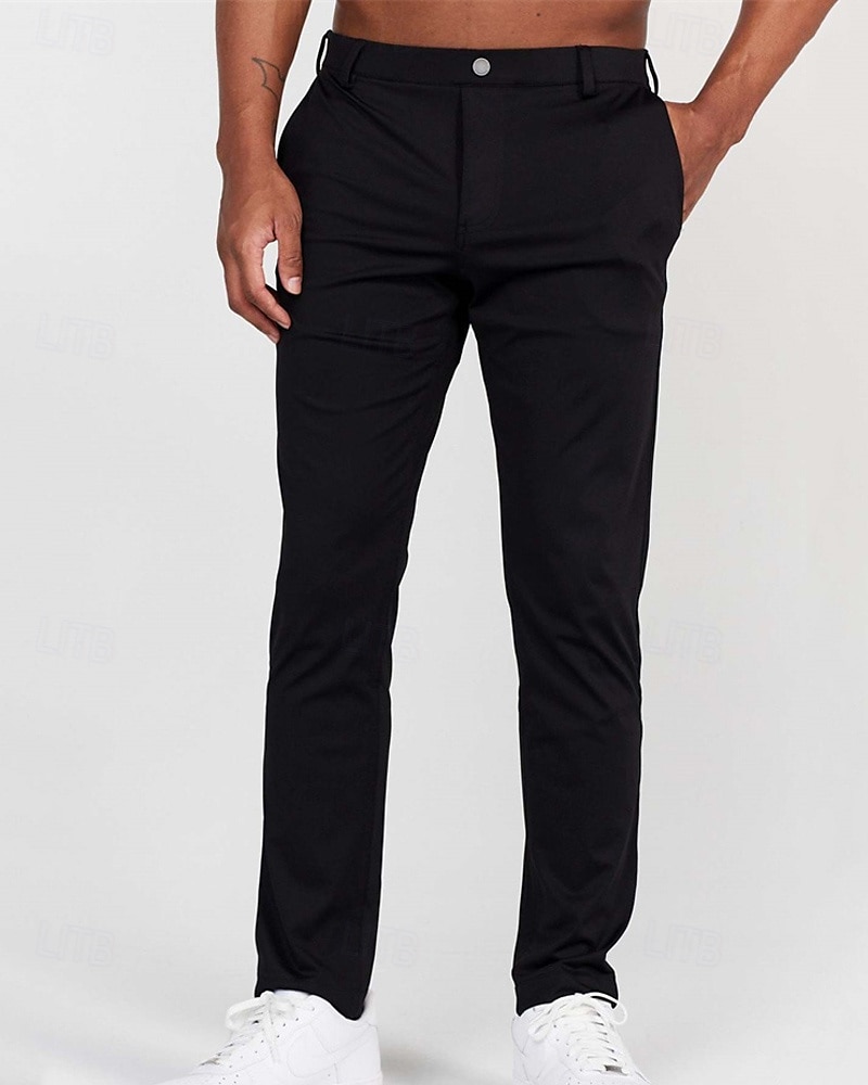 Voor heren Pakken Broek Chinese Knop Zak Effen Comfort Formeel Feest Werk Modieus Klassieke Stijl Zwart Wit Micro-elastisch 2026 - $12.49 –P3