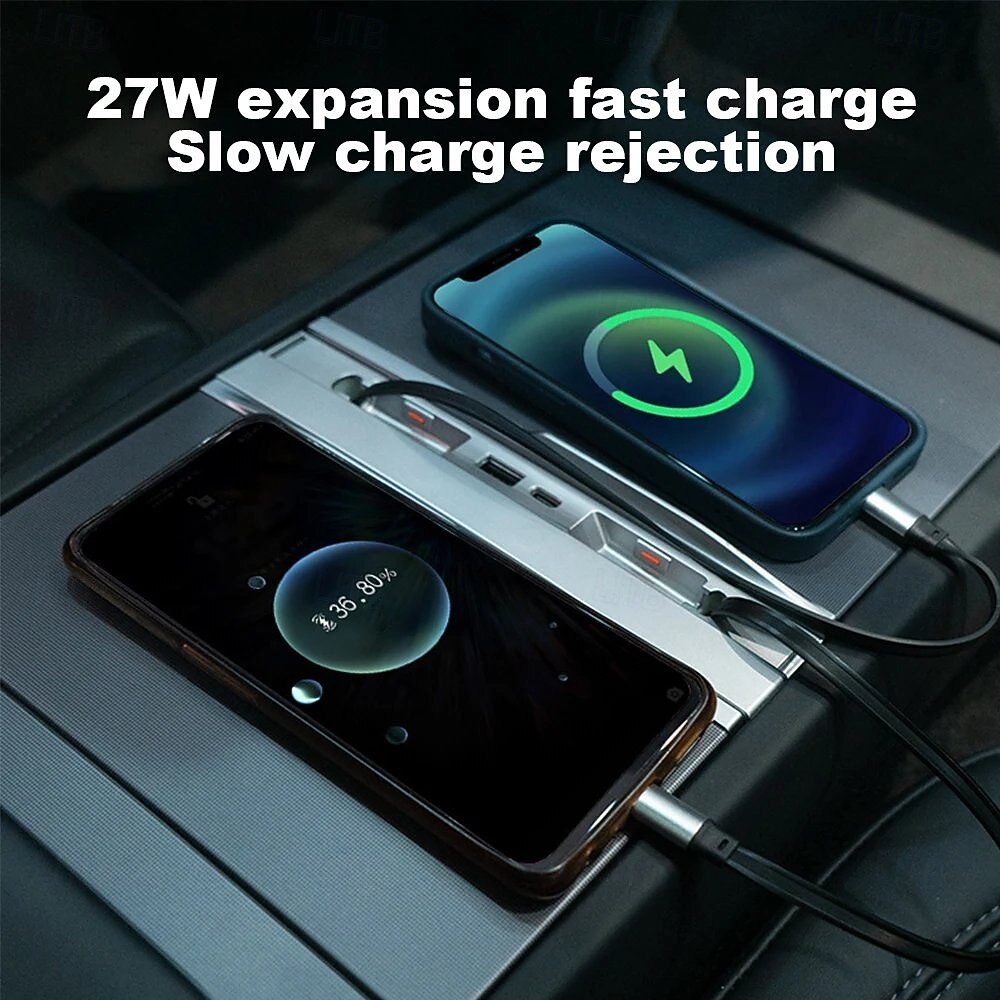 Intelligente Auto-Dockingstation Typ C PD 27 W Schnellladegerät USB-Extender Dockingstation Powered Splitter für Tesla Modell 3 2025 - $47.99 –P2