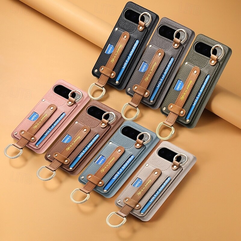 Handy Hülle Handyhüllen Für Pixel 9 Pro XL Pixel 8 Pro Rückseite mit Halterung mit Handschlaufe Kartenschlitz Retro TPU PU-Leder 2025 - $18.99 –P1