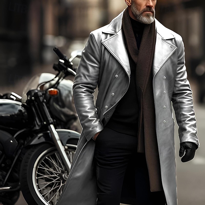 Per uomo Giacca in Ecopelle Giacca di transizione Giacca da Biker Giacca in pelle rossa Vacanza Quotidiano Antivento Caldo Tasca Autunno & Inverno Semplice Moda Classico Bavero Lungo Finta pelle Nero del 2026 a $71.99 –P5