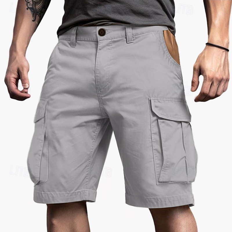 Męskie Spodenki cargo Szorty Guziki Multi Pocket Równina Zdatny do noszenia Krótki Na zewnątrz Codzienny Kemping i wycieczki Moda Klasyczny Zieleń wojskowa Zielony 2025 - $13.99 –P2