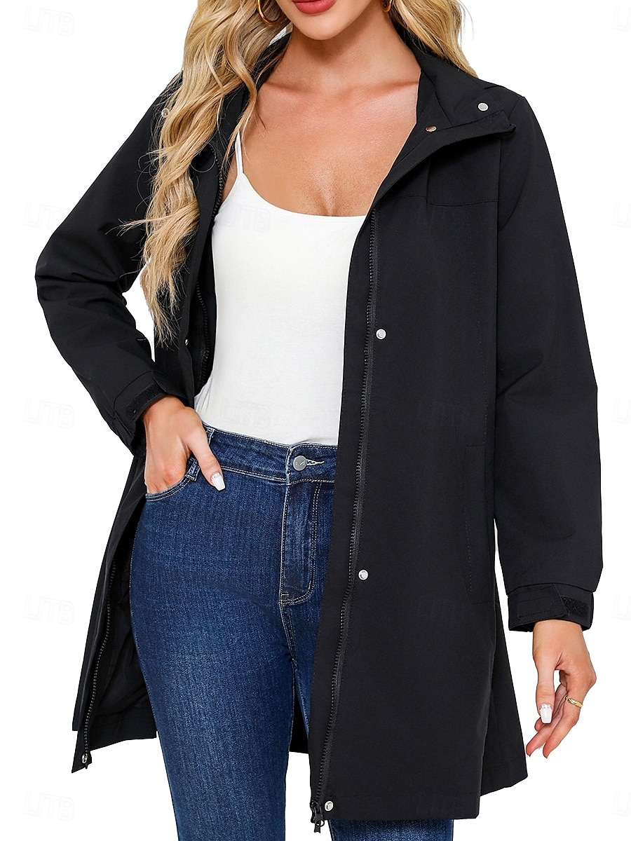 Women's Casual Jacket Work Zipper Solid Color Windproof Fashion Loose Fit Outerwear Long Sleeve Fall Black S 2025 - $83.99 –P4