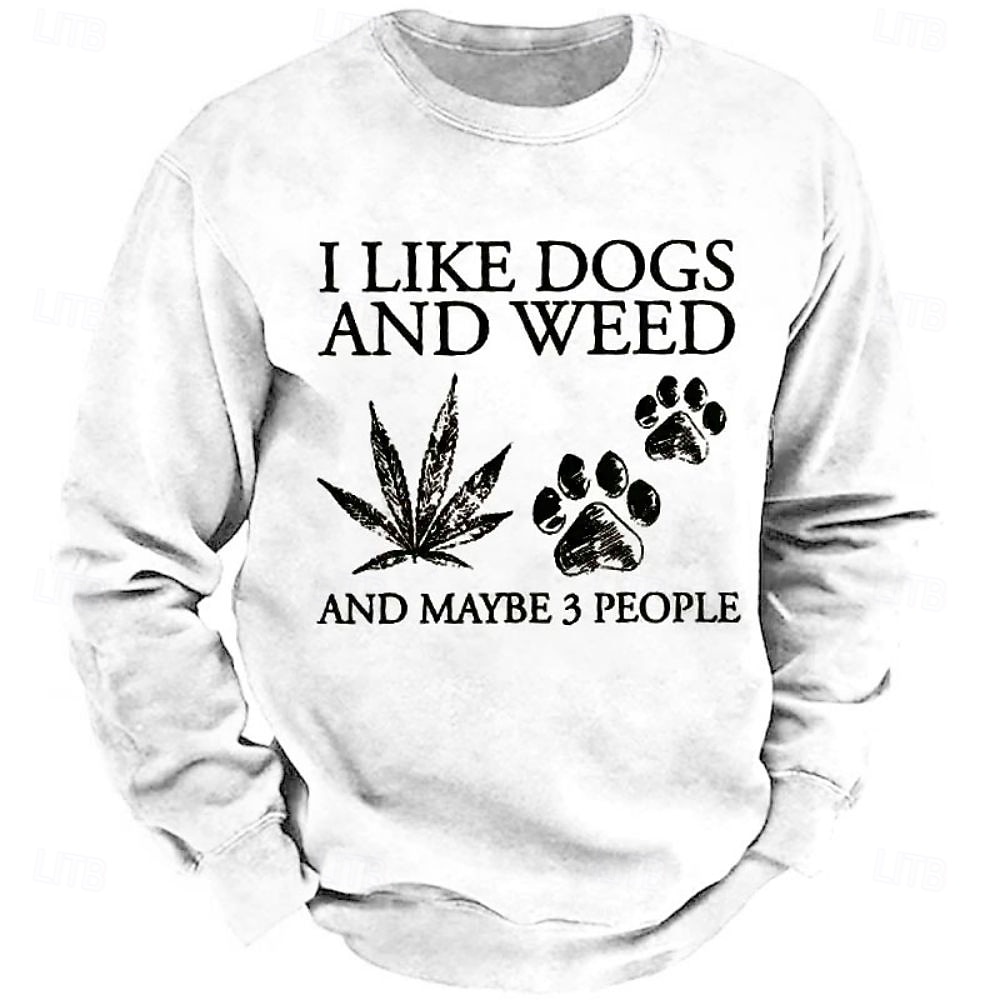 Felpa Grafica a Maniche Lunghe da Uomo 'Mi Piacciono i Cani e la Cannabis e Forse 3 Persone' Maglietta Divertente per Amanti dei Cani del 2026 a $41.99 –P2