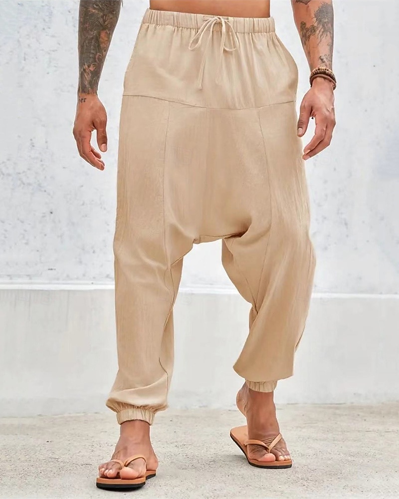 Herren Baumwollhosen Hose Hosen Sommerhosen Strandhose Haremshose Tasche Kordelzug Elastische Taille Glatt Komfort Atmungsaktiv Täglich Festtage Urlaub Hawaiianisch Boho Armeegrün Weiß 2025 - $27.99 –P5