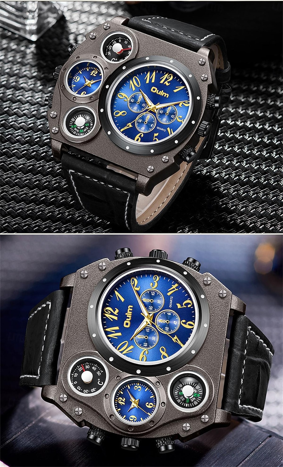 Large Dial Men Watches Luxury Brand Male Quartz Watch Big Size Men's Two Time Zone Leather Sport Wristwatches 2026 - $37.99 –P9