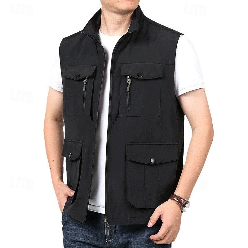Herren Weste für Wanderer Wander-Fleeceweste Ärmellos Weste Außen Atmungsaktiv Komfortabel Tasche Polyester Schwarz Armeegrün Khaki Jagd Angeln Klettern 2025 - $34.99 –P13