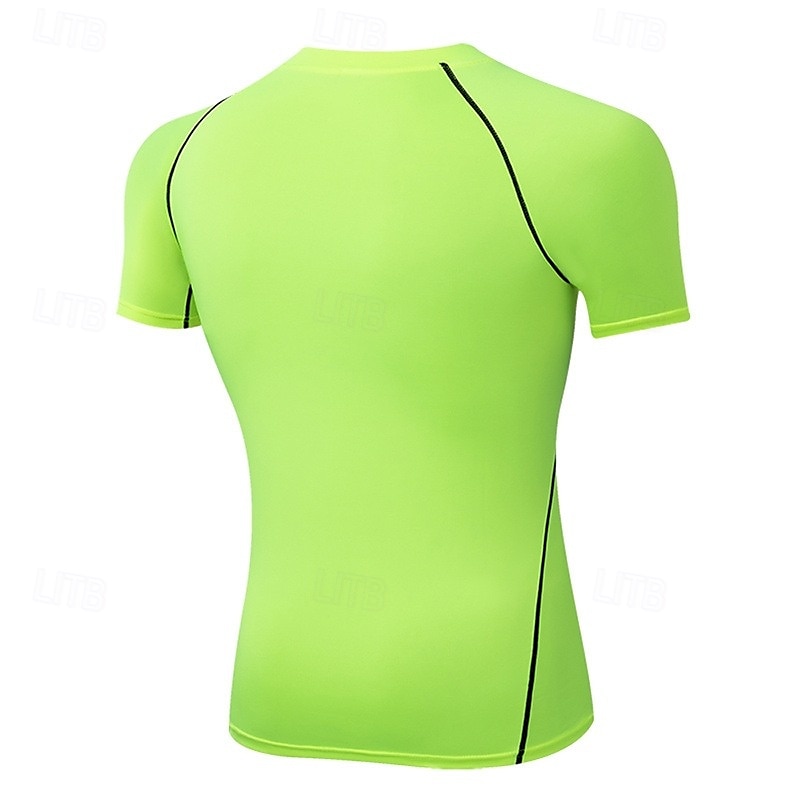 Men's Compression Shirt Athletic Shirt Gym Shirt Fitness Shirt Short Sleeve Tee Tshirt Casual Athleisure Breathable Quick Dry Soft Gym Workout Running Walking Sportswear Activewear White Red Green 2025 - $15.49 –P11