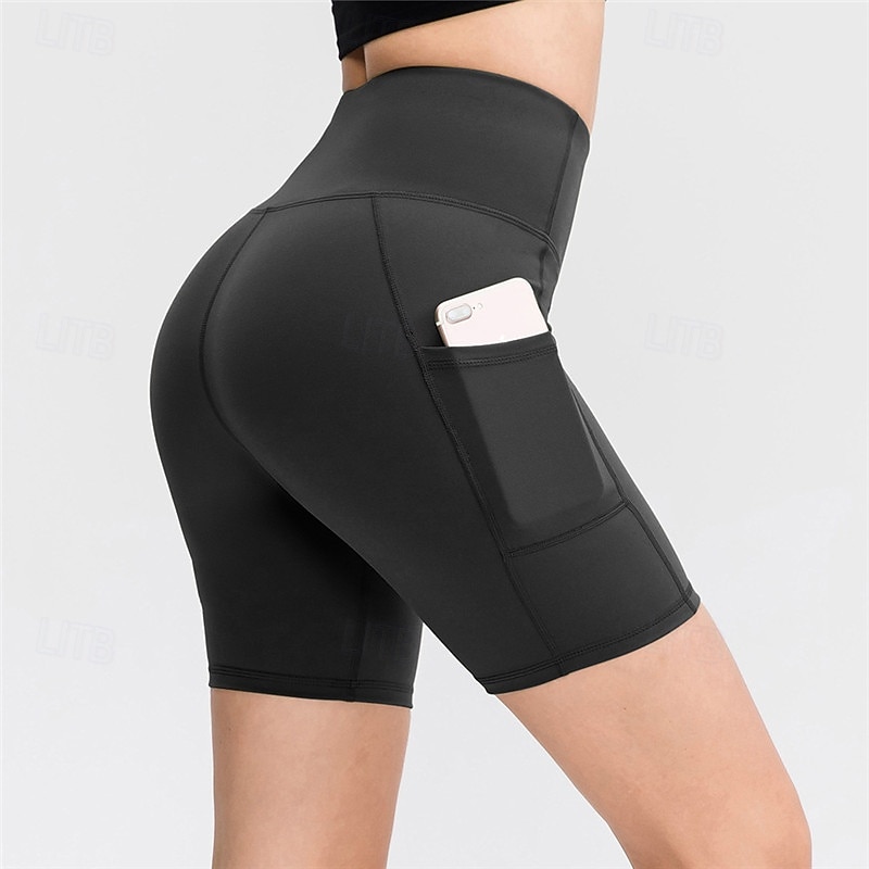 Femmes Shorts de gym Shorts de yoga Shorts d'entraînement avec Poche Téléphone Taille haute Pilates Entraînement en salle Entraînement Shorts Graphique Gris foncé Noir Vert foncé Spandex Des sports de 2026 ? $18.99 –P1